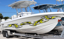 Load image into Gallery viewer, Tribal Racing Stripes Boat Design, 3D Tribal Boat Full Color Vinyl Sticker, Tribal Boat Vinyl Wrap, Tribal Vinyl Decal, Boat Vinyl Graphics