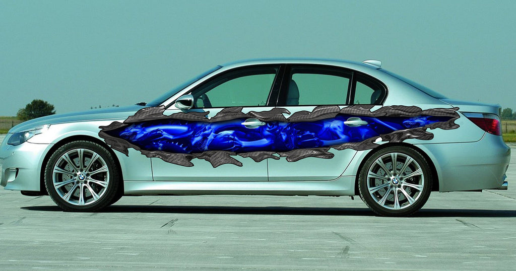 Tribal Dragon Ripped Metal Car Decal, 3D Tribal Dragon Car Wrap, 3D Tribal Dragon Car Sticker, Dragons Ripped Metal Car Graphics