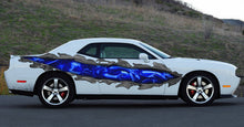 Load image into Gallery viewer, 3D Dragons Car Ripped Metal Full Color Vinyl, Dragon Car Vinyl Design, Tribal Lizard Street Racing Wrap, Lizard Ripped Metal Car Decal