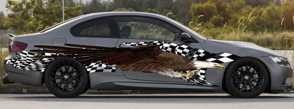 Patriotic Car Vinyl Decal, American pride Car Wrap, Bold eagle Car Vinyl Sticker, US eagle Full Color Car Side Graphics, Patriotic Car Wrap