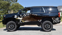 Load image into Gallery viewer, US Eagle Truck Vinyl Decal, Checkered Flag Car Wrap, 3D Racing Flag Jeep Graphics, Bald Eagle Side Decals Graphics Vinyl Stickers