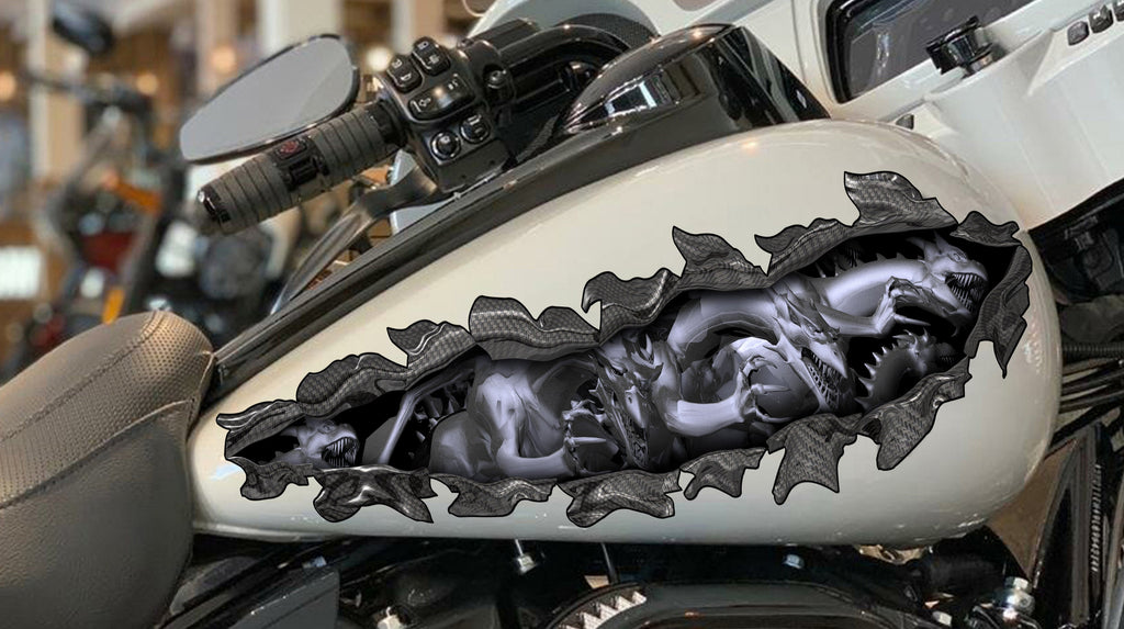 Tribal Dragon Sport Bike Decal, 3D Dragon Bike Wrap Design, 3D Dragon Bike Full Color Vinyl Sticker, Tribal Dragon Bike Vinyl Graphics