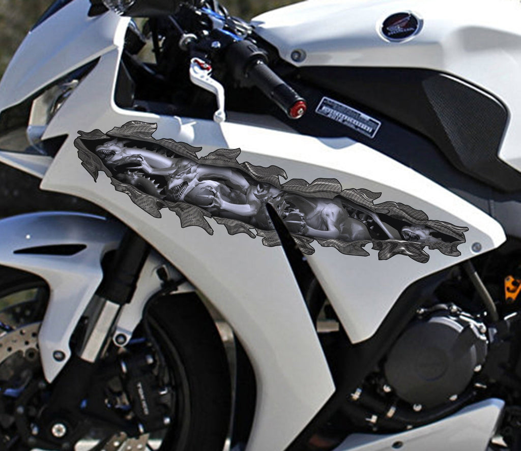 Tribal Dragon Sport Bike Decal, 3D Dragon Bike Wrap Design, 3D Dragon Bike Full Color Vinyl Sticker, Tribal Dragon Bike Vinyl Graphics