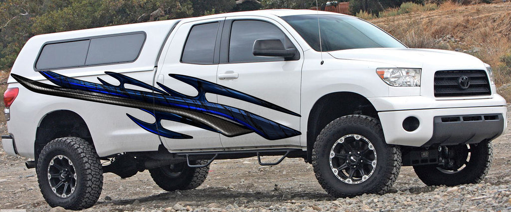 Carbon Fiber Tribal Truck Decal, Tribal Truck Vinyl Graphics, Truck Side Wrap, Carbon Fiber Car Sticker, 3D Car Decal, Tribal Car Design