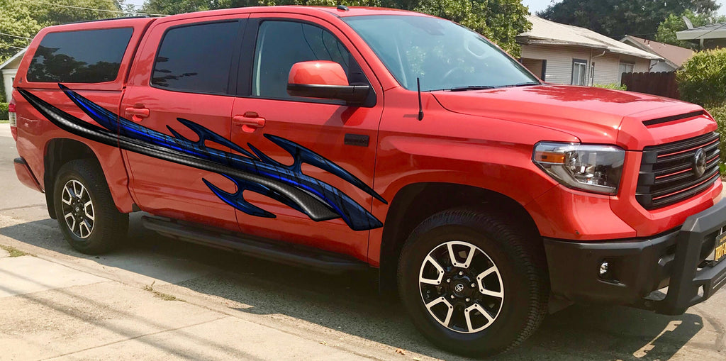 Carbon Fiber Tribal Truck Decal, Tribal Truck Vinyl Graphics, Truck Side Wrap, Carbon Fiber Car Sticker, 3D Car Decal, Tribal Car Design