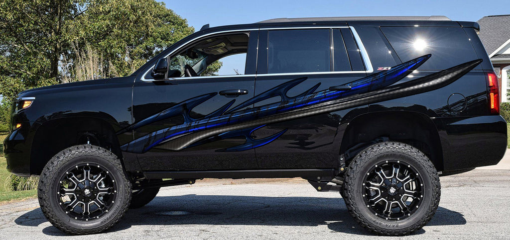 Carbon Fiber Tribal Truck Decal, Tribal Truck Vinyl Graphics, Truck Side Wrap, Carbon Fiber Car Sticker, 3D Car Decal, Tribal Car Design