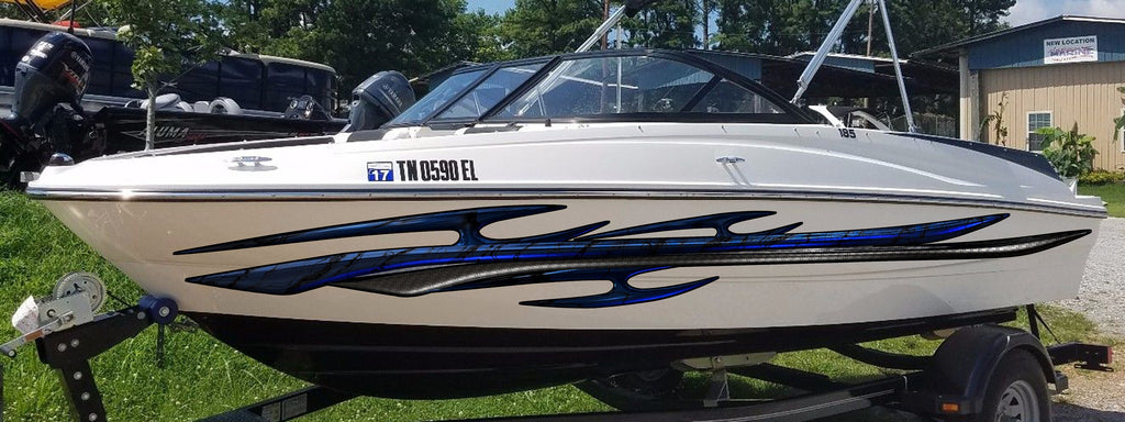 3D Tribal Boat Full Color Vinyl Sticker, Tribal Boat Vinyl Wrap, Tribal Racing Stripes Boat Sticker, Tribal Vinyl Decal, Boat Vinyl Graphics