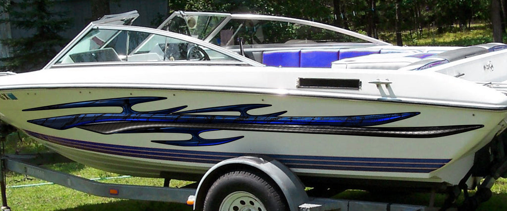3D Tribal Boat Full Color Vinyl Sticker, Tribal Boat Vinyl Wrap, Tribal Racing Stripes Boat Sticker, Tribal Vinyl Decal, Boat Vinyl Graphics