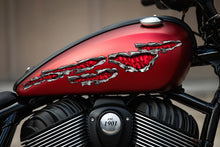 Load image into Gallery viewer, Skulls Ripped Metal Crotch Rocket Decal, Skull Street Racing Graphics, Skull Sticker Full Color Bike Chopper, Skull Motorcycle Vinyl Decal