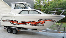 Load image into Gallery viewer, 3D Tribal Boat Full Color Vinyl Sticker, Tribal Boat Vinyl Wrap, Tribal Racing Stripes Boat Design, Tribal Vinyl Decal, Boat Vinyl Graphics