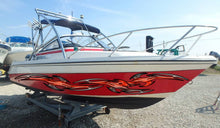 Load image into Gallery viewer, 3D Tribal Boat Full Color Vinyl Sticker, Tribal Boat Vinyl Wrap, Tribal Racing Stripes Boat Design, Tribal Vinyl Decal, Boat Vinyl Graphics