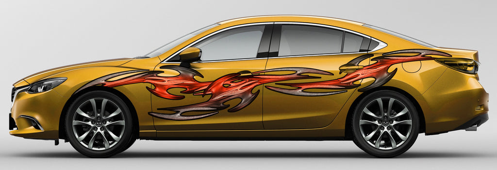 3D Tribal Car Sticker Decal, 3D Tribal Car Graphics, 3D Tribal Racing Stripes Vinyl Sticker, Tribal Car Wrap, Tribal Car Decal