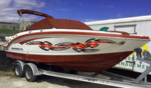 Load image into Gallery viewer, 3D Tribal Boat Full Color Vinyl Sticker, Tribal Speed Boat Vinyl Graphics, Tribal Racing Stripes Boat Wrap, Tribal Watercraft Vinyl Decal