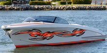 Load image into Gallery viewer, 3D Tribal Boat Full Color Vinyl Sticker, Tribal Speed Boat Vinyl Graphics, Tribal Racing Stripes Boat Wrap, Tribal Watercraft Vinyl Decal