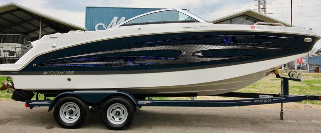 Tribal Speed Boat Vinyl Graphics, Tribal Boat Full Color Vinyl Sticker, Tribal Racing Stripes Boat Wrap, Tribal Watercraft Vinyl Decal