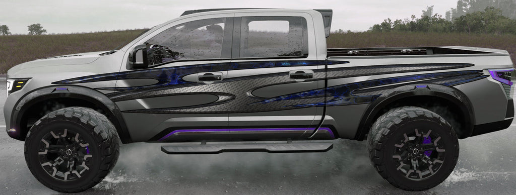 3D Truck Vinyl Wrap, Tribal Truck Vinyl Decal, Tribal Truck Full Color Vinyl, Tribal Car Vinyl Side Sticker, Tribal Street Racing Graphics