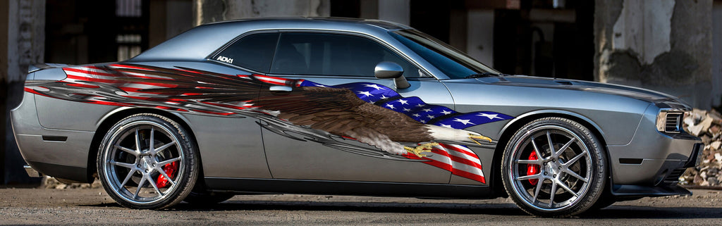 Big Flag Car Decals, American Flag Car Wrap, USA Eagle Car Decal, US Tribal Car Vinyl, US Pride Car Vinyl Graphics, Patriotic Car Sticker