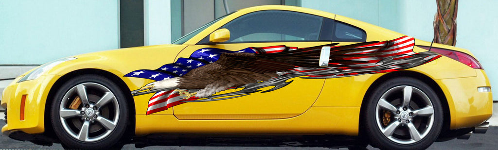 American Flag Car Sticker, Big Flag Decals, Tribal Side Graphics, US Eagle Auto Wrap, American Flag Car Decal, USA Car Side Vinyl Wrap