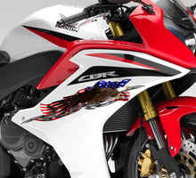 Load image into Gallery viewer, US Eagle Racing Bike Sticker Wrap, American Flag Crotch Rocket Wrap Design, Tribal Motorcycle Vinyl Decal, Patriotic Dirt Bike Sticker