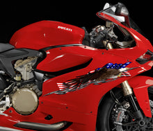 Load image into Gallery viewer, US Eagle Racing Bike Sticker Wrap, American Flag Crotch Rocket Wrap Design, Tribal Motorcycle Vinyl Decal, Patriotic Dirt Bike Sticker