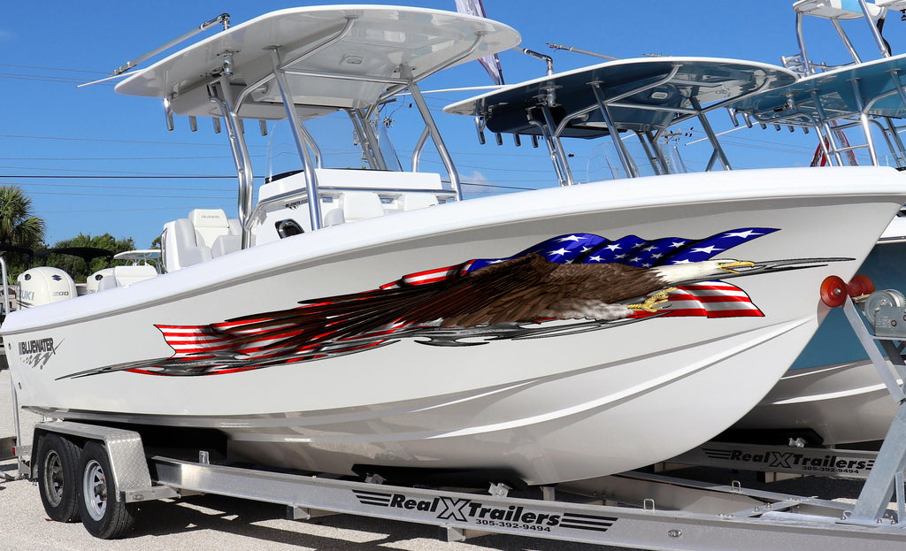 American Flag Sticker, Patriotic Cigar Boat Wrap, US Flag Vinyl Design, USA Pride Graphic Decal, Stickers for Boat, Tribal Full Color Decal
