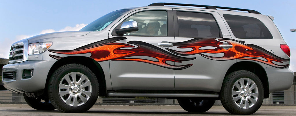 3D Tribal Racing Stripes Car Vinyl Wrap, Tribal Truck Vinyl Side Graphics, Tribal Car Decal, Tribal Truck Side Full Color Vinyl Sticker
