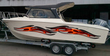 Load image into Gallery viewer, Tribal Speed Boat Vinyl Graphics, Tribal Watercraft Vinyl Decal, Tribal Racing Stripes Boat Wrap, 3D Tribal Boat Full Color Vinyl Sticker