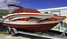 Load image into Gallery viewer, Tribal Speed Boat Vinyl Graphics, Tribal Watercraft Vinyl Decal, Tribal Racing Stripes Boat Wrap, 3D Tribal Boat Full Color Vinyl Sticker