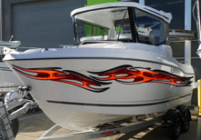 Load image into Gallery viewer, 3D Tribal Boat Full Color Vinyl Sticker, Tribal Boat Vinyl Wrap, Tribal Racing Stripes Boat Design, Tribal Vinyl Decal, Boat Vinyl Graphics