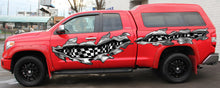Load image into Gallery viewer, 3D Checkered Flag Truck Decal, Racing Flag Truck Vinyl, Checkered Flag Truck Side Full Color Vinyl Sticker, Racing Flag Car Graphics