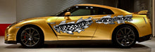 Load image into Gallery viewer, Ripped Metal Checkered Car Sticker, Racing Flag Car Decal, 3D Checkered Flag Car Wrap, Checkered Flag Racing Stripes Vinyl Graphics