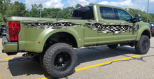 Load image into Gallery viewer, Checkered Flag Truck Decal, Racing Flag Truck Vinyl, Checkered Flag Ripped Metal Full Color Car Vinyl Design, Racing Flag Car Vinyl Wrap
