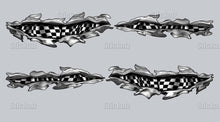Load image into Gallery viewer, Checkered Flag Motorcycle Decal – 3D Ripped Metal Racing Vinyl Sticker – Full Color Bike, Car, Truck Wrap – Motorsport Graphics