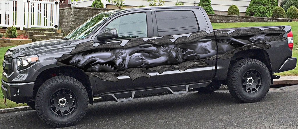 Tribal Dragon Truck Sticker, 3D Tribal Dragon Ripped Metal Full Color Truck Side Graphics, Tribal Dragon Car Vinyl,Tribal Dragon Truck Decal