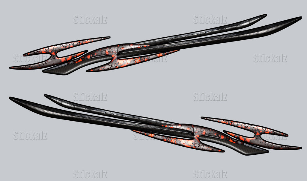 Tribal Boat Vinyl Wrap, Tribal Racing Stripes Boat Design, 3D Tribal Boat Full Color Vinyl Sticker, Tribal Vinyl Decal, Boat Vinyl Graphics