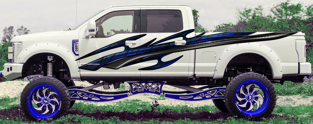 Carbon Fiber Tribal Truck Decal, Tribal Truck Vinyl Graphics, Truck Side Wrap, Carbon Fiber Car Sticker, 3D Car Decal, Tribal Car Design