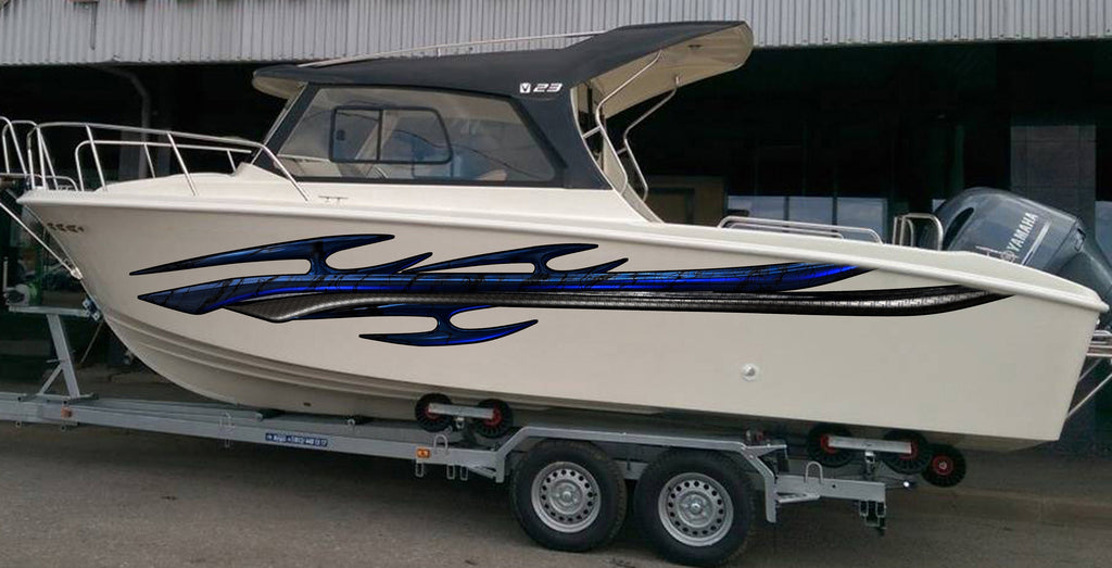 3D Tribal Boat Full Color Vinyl Sticker, Tribal Boat Vinyl Wrap, Tribal Racing Stripes Boat Sticker, Tribal Vinyl Decal, Boat Vinyl Graphics