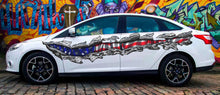 Load image into Gallery viewer, US Flag Car Wrap, American Flag Car Side Design, Big Flag Car Decals, US Pride Car Vinyl Sticker, US Flag Ripped Metal Car Vinyl Decal