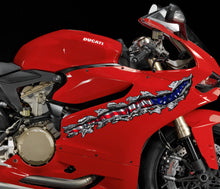 Load image into Gallery viewer, US Flag crotch rocket vinyl graphic, Ripped Metal full color bike design, 3D American flag bike vinyl decal, USA Flag Crotch Rocket Graphics