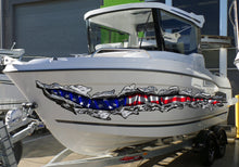 Load image into Gallery viewer, American Flag Boat Wrap, Flag Boat Design, US Flag Boat Vinyl, Big Flag Boat Graphics, US Flag Boat Sticker, Full Color USA Flag Boat Decal