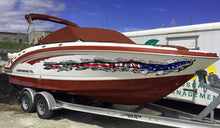 Load image into Gallery viewer, American Flag Boat Wrap, Flag Boat Design, US Flag Boat Vinyl, Big Flag Boat Graphics, US Flag Boat Sticker, Full Color USA Flag Boat Decal