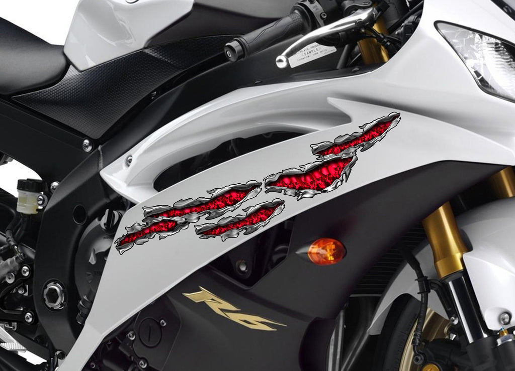 Skulls Ripped Metal Crotch Rocket Decal, Skull Street Racing Graphics, Skull Sticker Full Color Bike Chopper, Skull Motorcycle Vinyl Decal