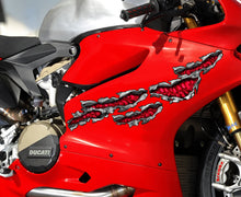 Load image into Gallery viewer, Skulls Ripped Metal Chopper Bike Graphics, Pirate Skull Bike Decal, Skulls Crotch Rocket Bike Wrap, Skulls Motorcycle Sticker, Skull Bike