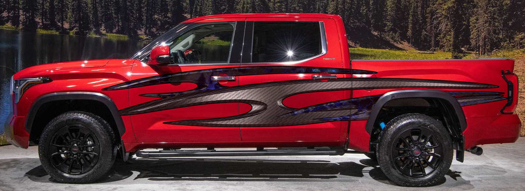Tribal Truck Vinyl Side Graphics, 3D Tribal Racing Stripes Car Vinyl Sticker, Tribal Car Decal, Tribal Truck Side Full Color Vinyl Wrap