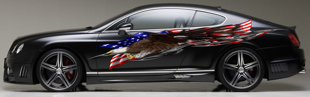 Big Flag Car Decals, American Flag Car Wrap, USA Eagle Car Decal, US Tribal Car Vinyl, US Pride Car Vinyl Graphics, Patriotic Car Sticker