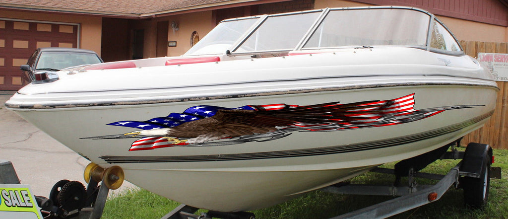American Flag Sticker, Patriotic Cigar Boat Wrap, US Flag Vinyl Design, USA Pride Graphic Decal, Stickers for Boat, Tribal Full Color Decal