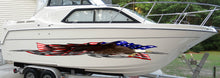 Load image into Gallery viewer, American Flag Sticker, Patriotic Cigar Boat Wrap, US Flag Vinyl Design, USA Pride Graphic Decal, Stickers for Boat, Tribal Full Color Decal