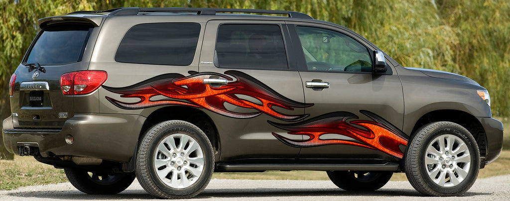 3D Tribal Racing Stripes Car Vinyl Wrap, Tribal Truck Vinyl Side Graphics, Tribal Car Decal, Tribal Truck Side Full Color Vinyl Sticker