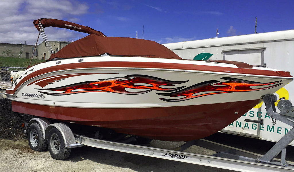 3D Tribal Boat Full Color Vinyl Sticker, Tribal Boat Vinyl Wrap, Tribal Racing Stripes Boat Design, Tribal Vinyl Decal, Boat Vinyl Graphics