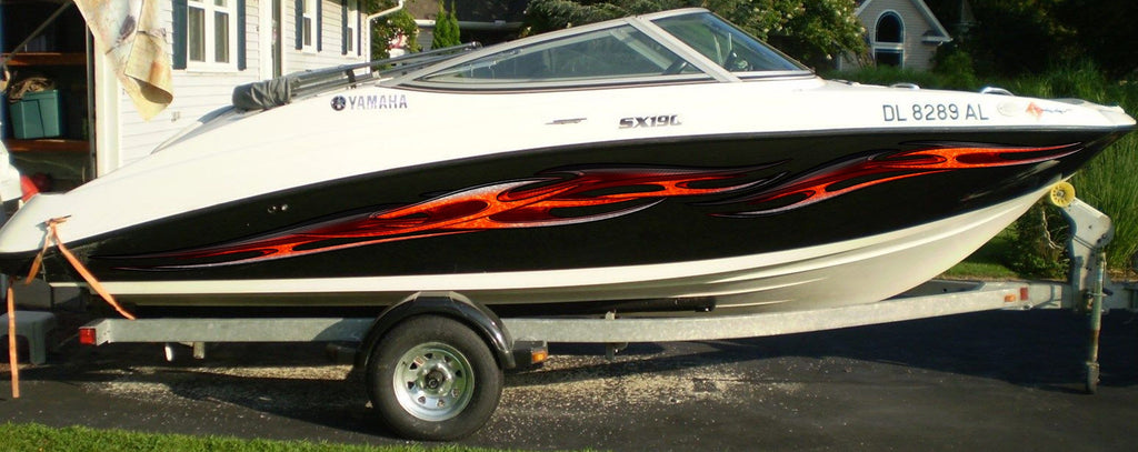 3D Tribal Boat Full Color Vinyl Sticker, Tribal Boat Vinyl Wrap, Tribal Racing Stripes Boat Design, Tribal Vinyl Decal, Boat Vinyl Graphics